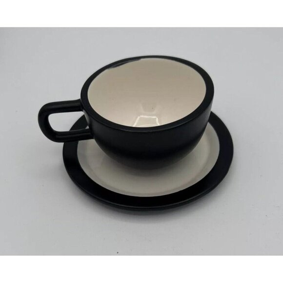 Kate Spade SATURDAY Tea Cup Saucer Set Ceramic Espresso Black Stone - Picture 3 of 8